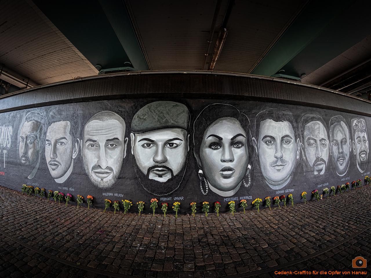 Gedenk-Graffito für die Opfer von Hanau