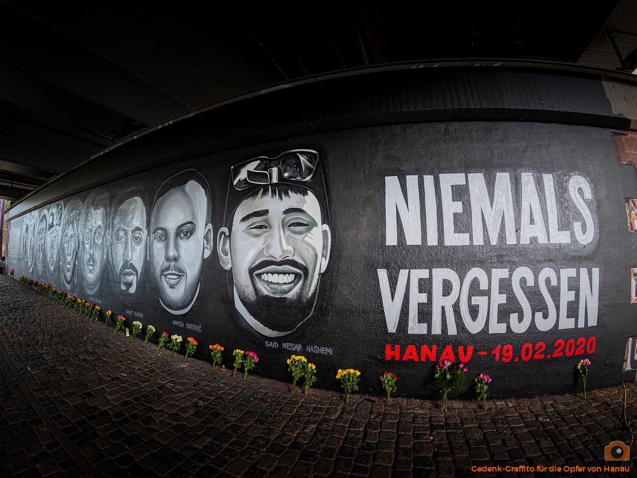 Gedenk-Graffito für die Opfer von Hanau